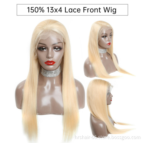 Wholesale 613 middle part lace frontal wig Indian Silk straight 13x4 lace wig  Raw Virgin Cuticle Aligned indian Human Hair wig
